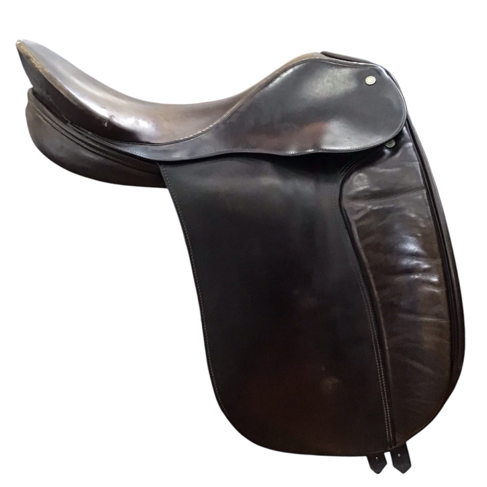 17" Thoroughbred Saddlery Wide Used Dressage Saddle - H