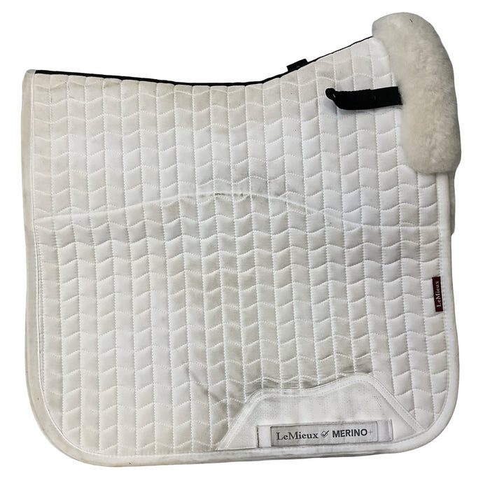 LeMieux Sm/Md Merino + Half Lined Square Dressage Saddle Pad White/White Used