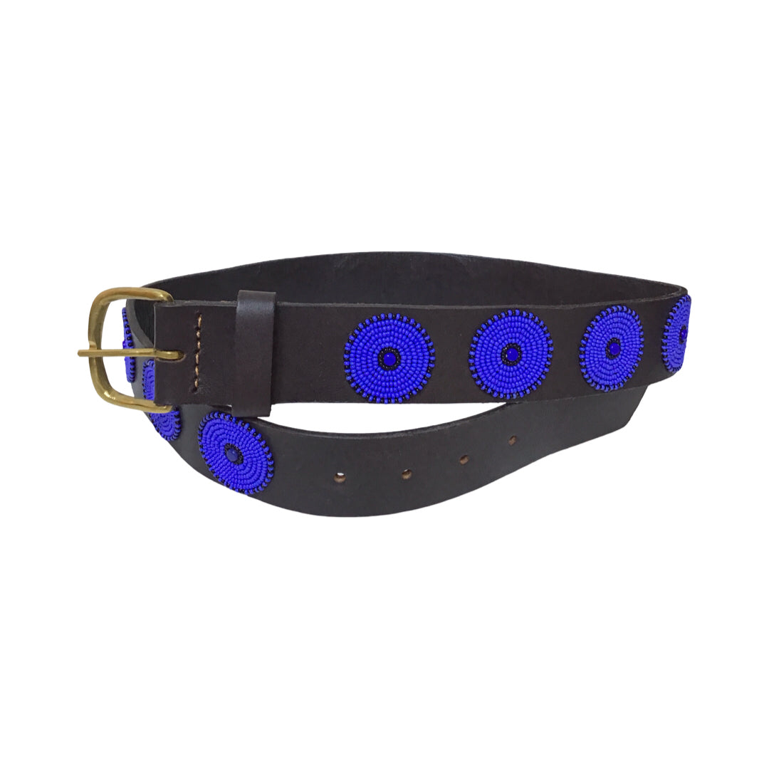30" Leather Belt w/Beaded Circles Used