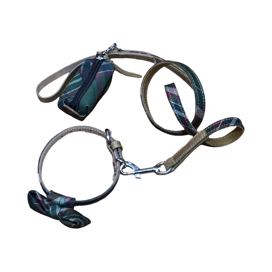 Luzoh Collective 11-14" Dog Collar w/Leather Leash & Bag Holder Used