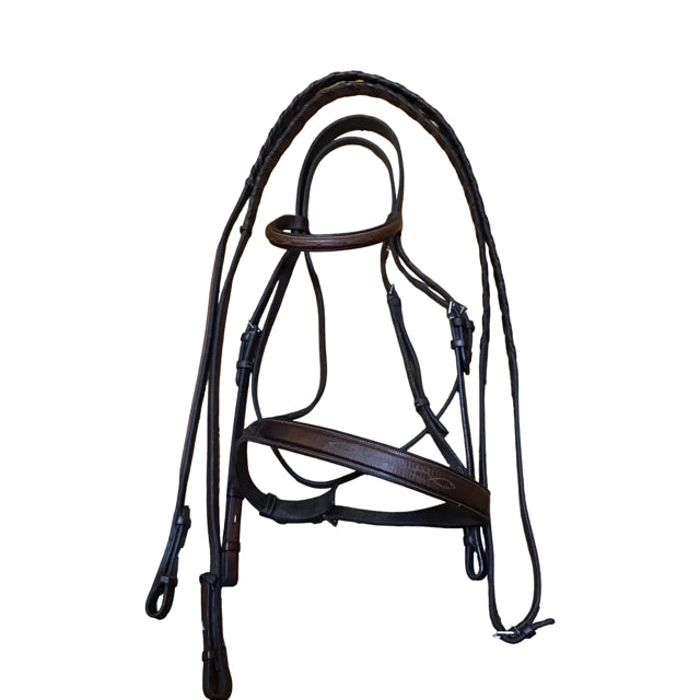 RODRIGO Fancy Stitched Bridle w/Reins AS-IS Plate Holes USED B