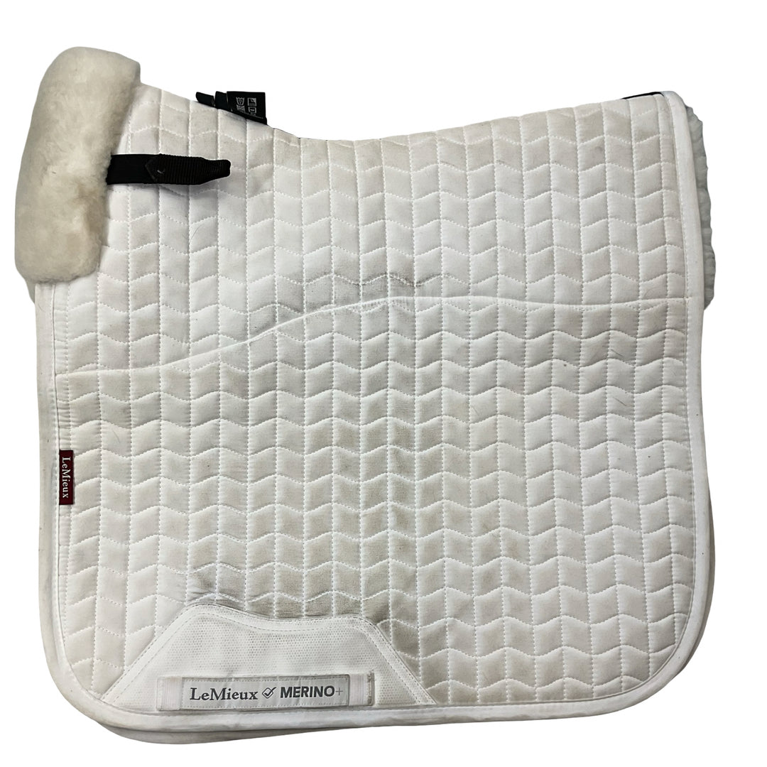 LeMieux Sm/Md Merino + Half Lined Square Dressage Saddle Pad White/White Used