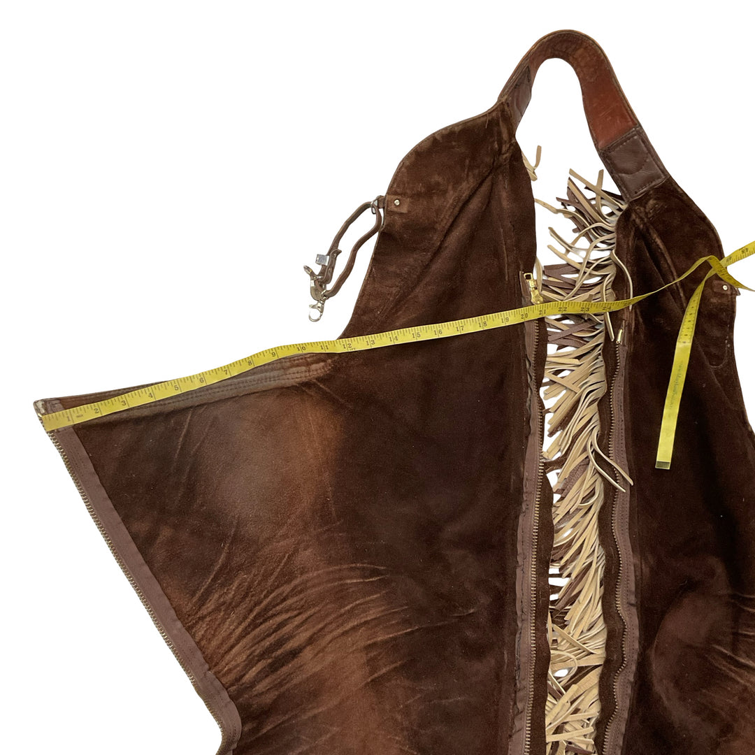 Women's Full Leather Chaps w/ Fringe and Snakeskin Piping Brown Used