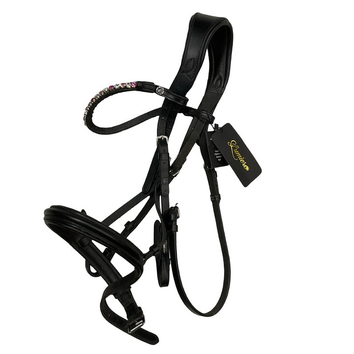 Lumiere Cob Padded Dressage Bridle w/ New Paloma Bling Brow Band Black Used