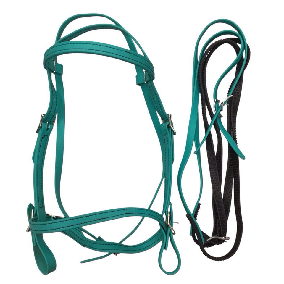 Cob Biothane Enduance Bridle w/ Reins Teal Used - H