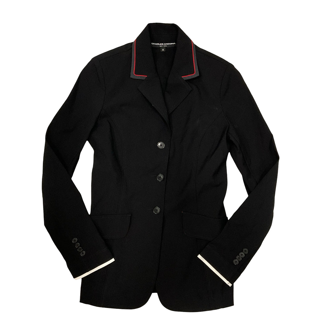 Charles Ancona Women's 8 Show Coat Black w/ Red Piping Used
