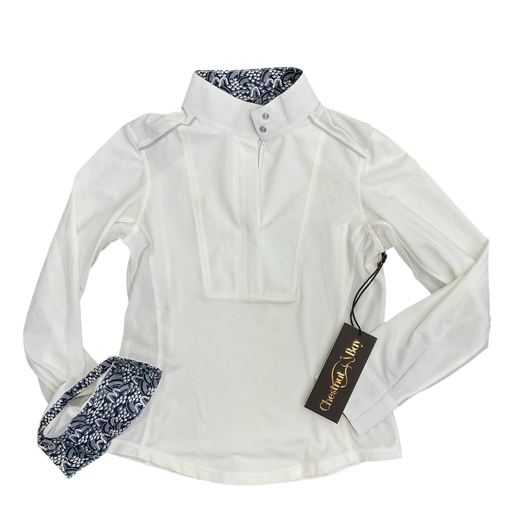 Chestnut Bay Child Medium SkyCool Liberty Youth Show Shirt White New - H