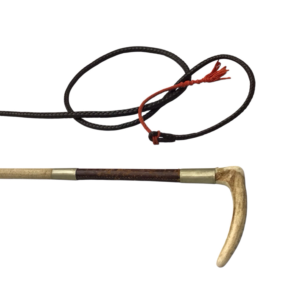 Antler Handle Hunt Whip Used - H
