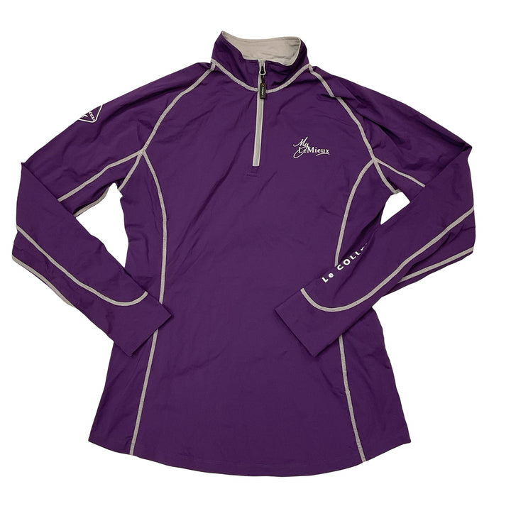 LeMieux Women's Large Long Sleeve Quarter Zip Base Layer Black Currant Used