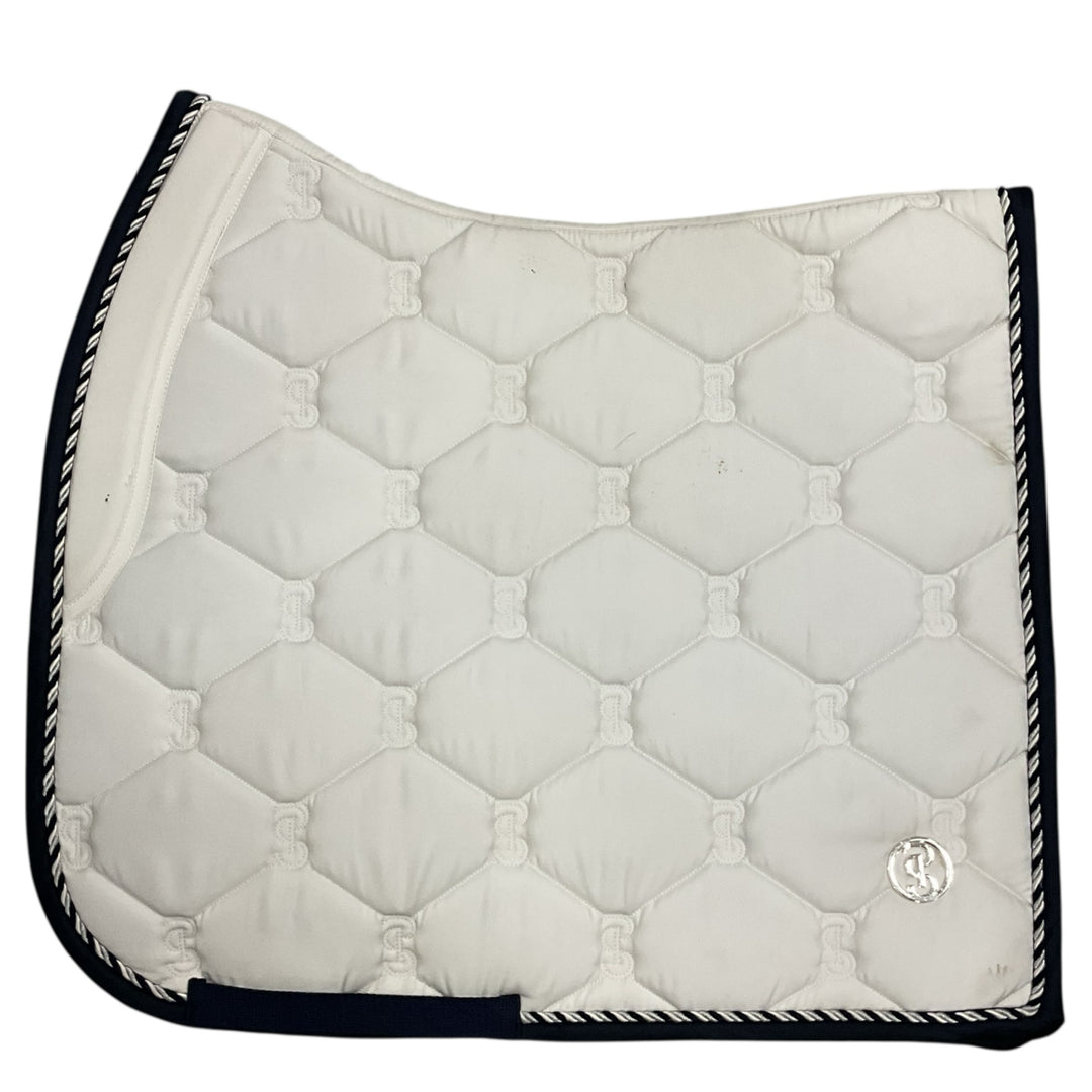 PS of Sweden White/Navy Trim Signature Dressage Pad Cob Like New - H