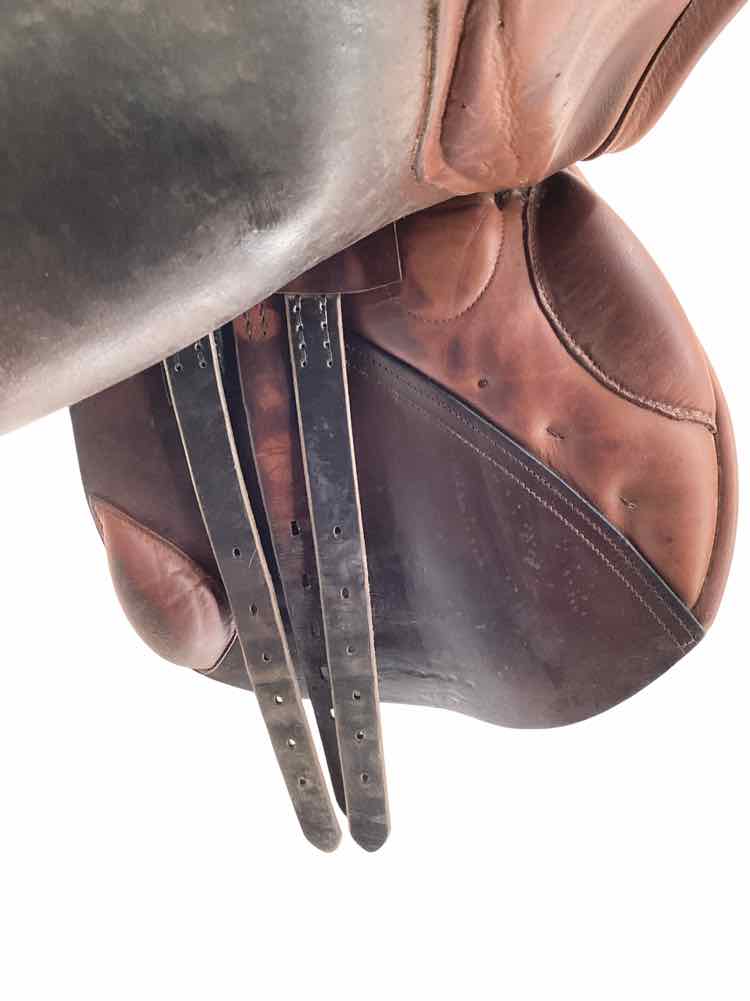 17" County used close contact saddle has seat repair wool flocked  B