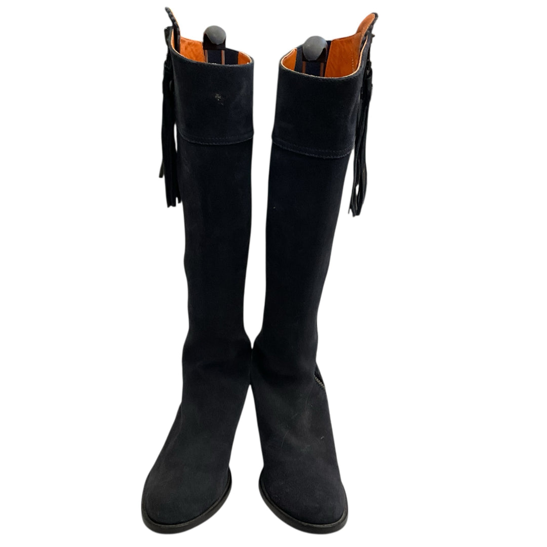 Fairfax & Favor Women's 42 Regina Heeled Knee High Suede Boot Navy Used - H