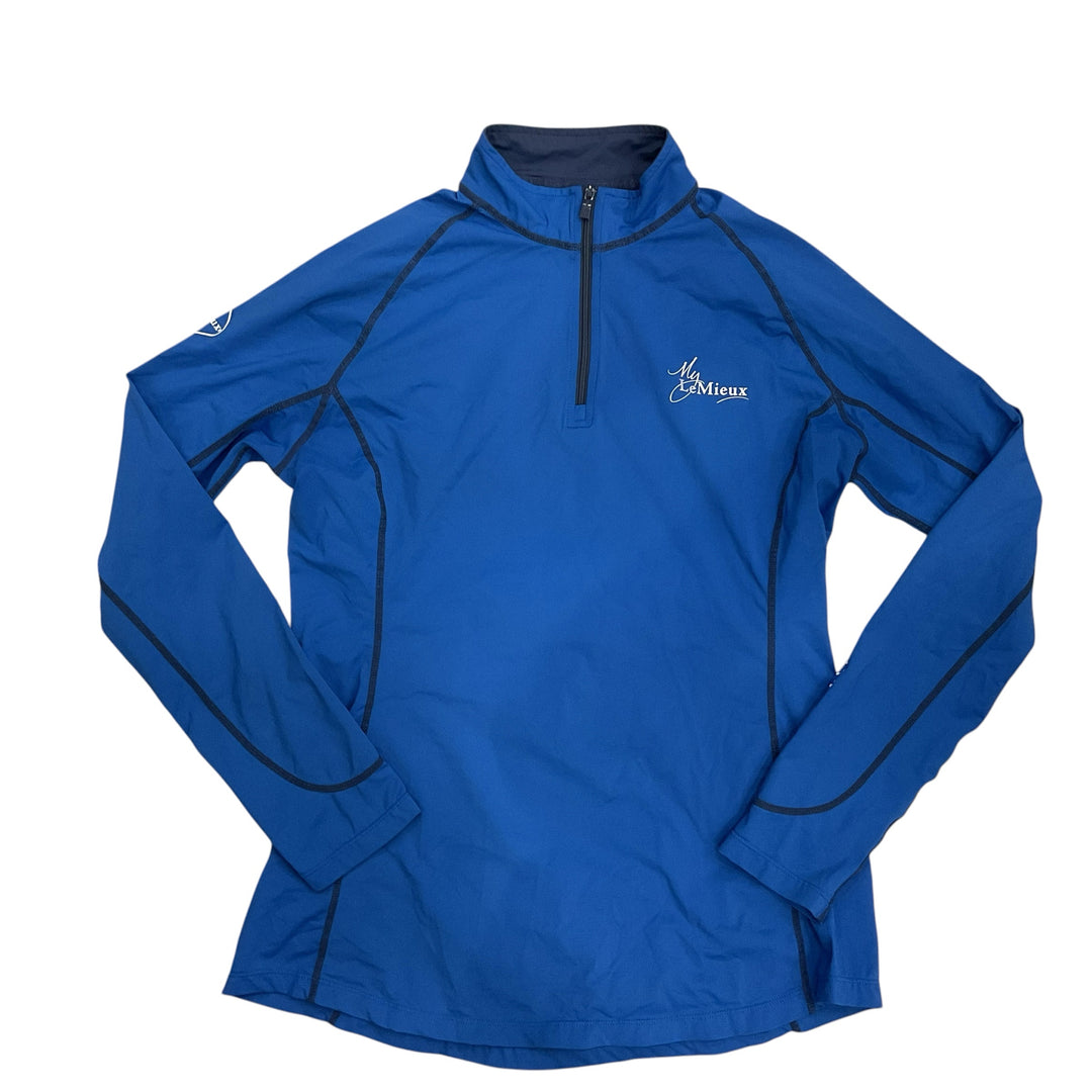 LeMieux Women's Large Long Sleeve Quarter Zip Shirt Benetton Blue Used - H