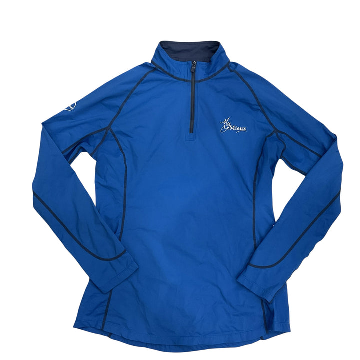 LeMieux Women's Large Long Sleeve Quarter Zip Shirt Benetton Blue Used - H