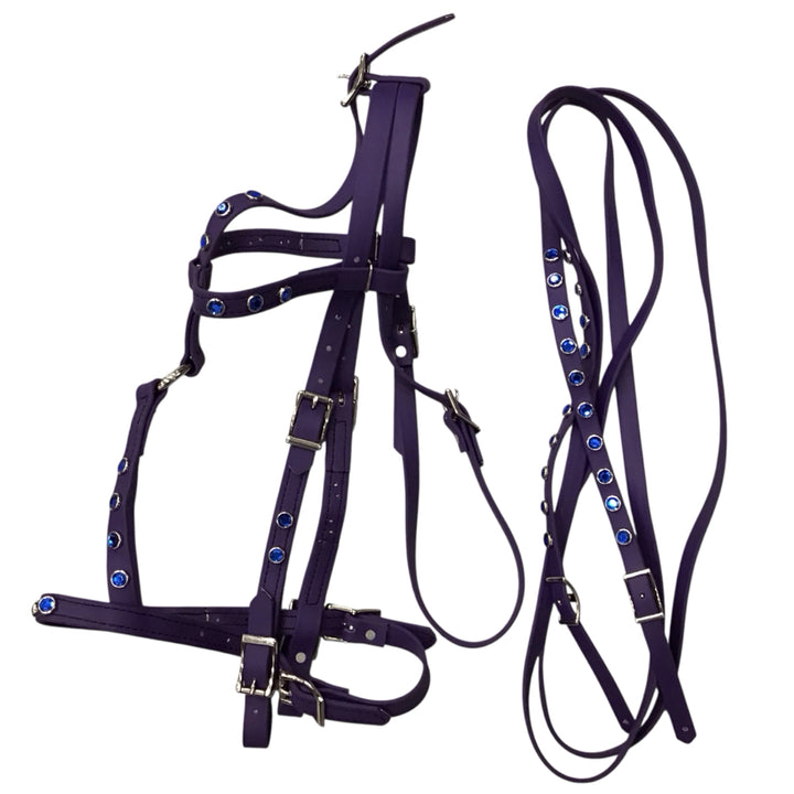 Cob Biothane Bling Enduance Bridle w/ Matching Bling Reins Purple Used - H
