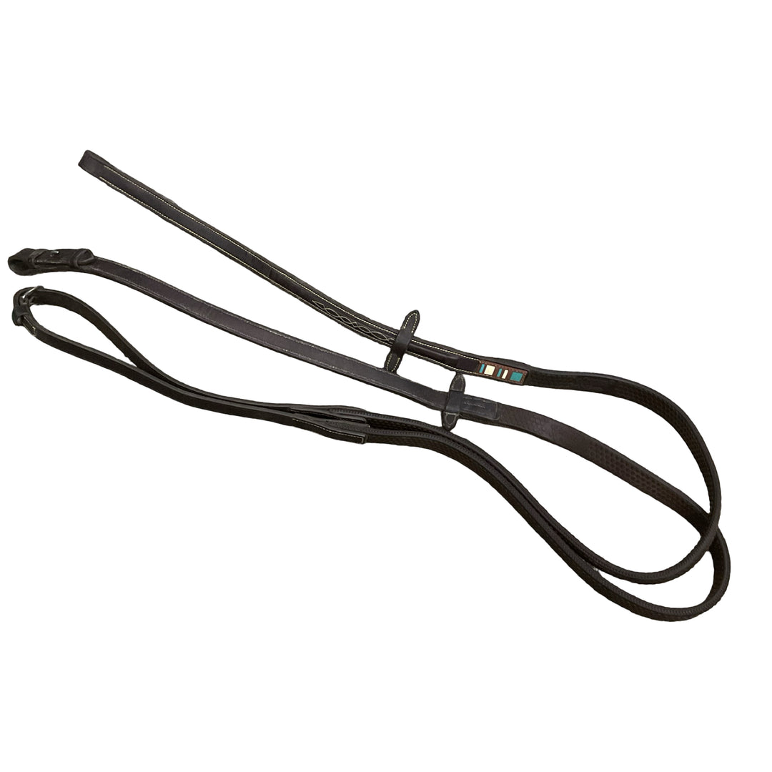 Voltaire Fancy Stitch Rubber Reins Brown Used - H