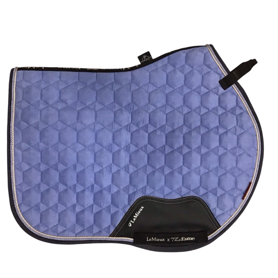 LeMieux Small Eurojump Suede All Purpose Saddle Pad Corn Blue Used - H