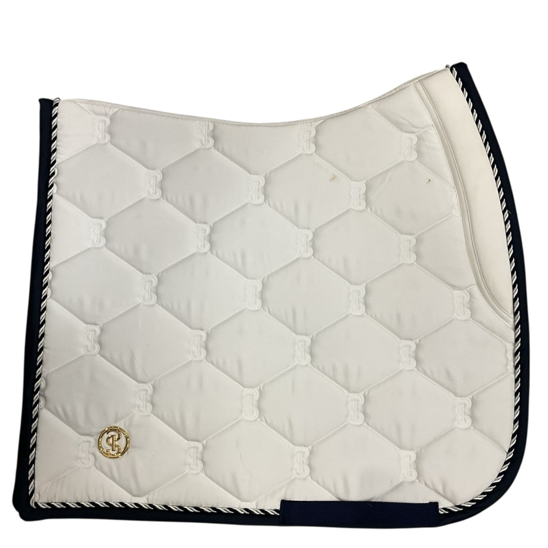 PS of Sweden White/Navy Trim Signature Dressage Pad Cob Like New - H