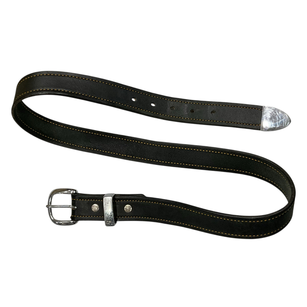 Black Soft Leather Large Belt Used - H