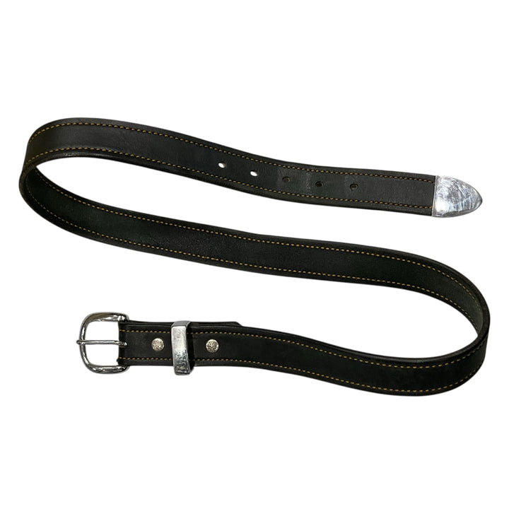 Black Soft Leather Large Belt Used - H