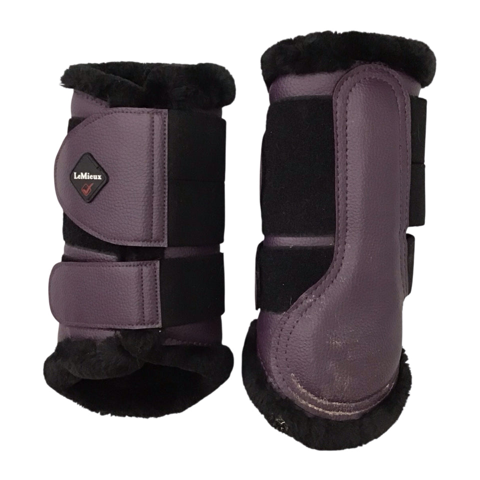 LeMieux Fleece Lined Brushing Boot Black Currant Large Used - H
