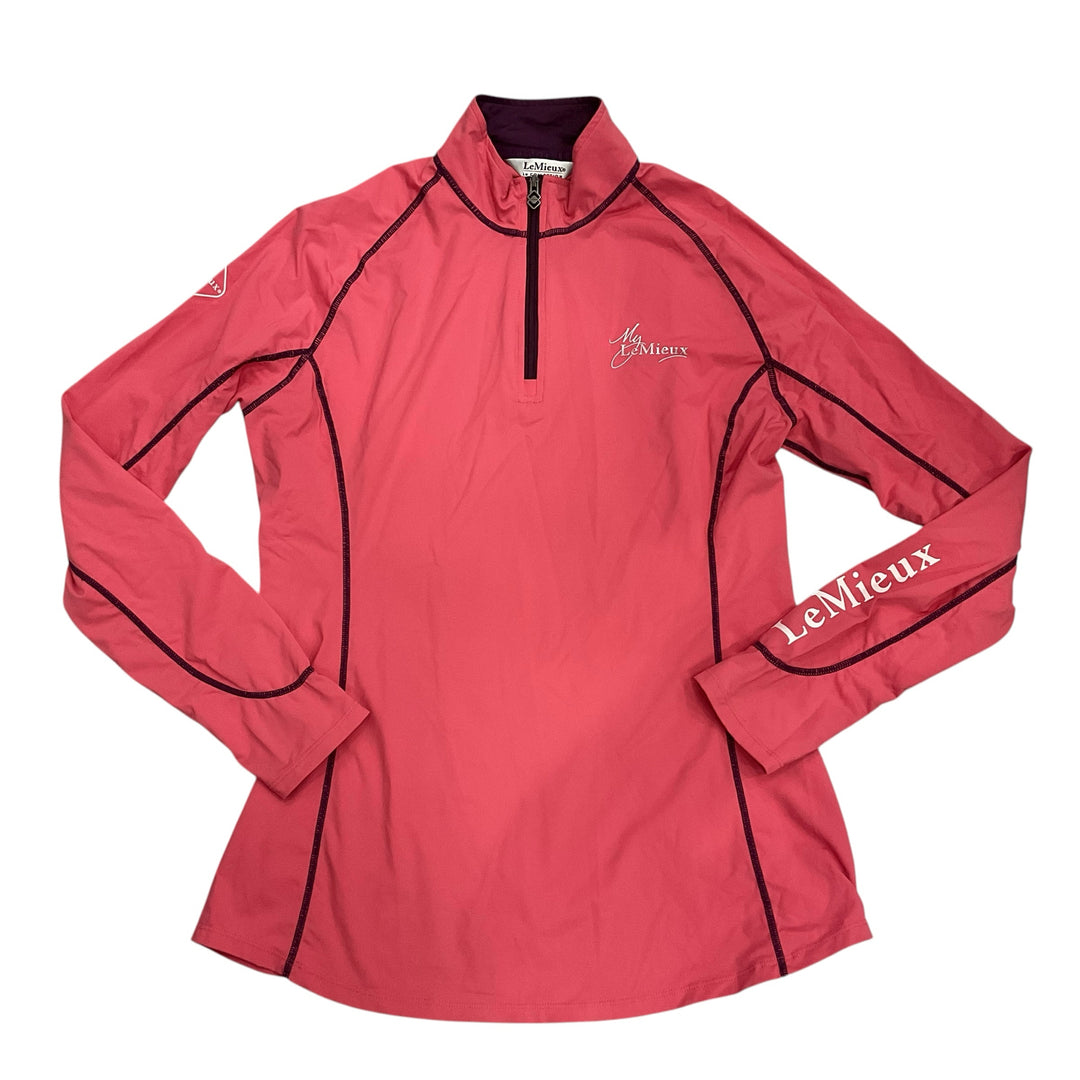 LeMieux Women's 12 Long Sleeve Quarter Zip Shirt Papaya Used - H