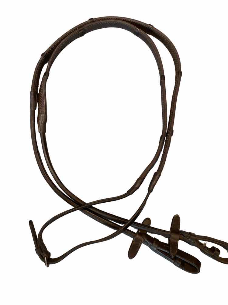 Rolled Leather Rubber Reins w/Stops USED B