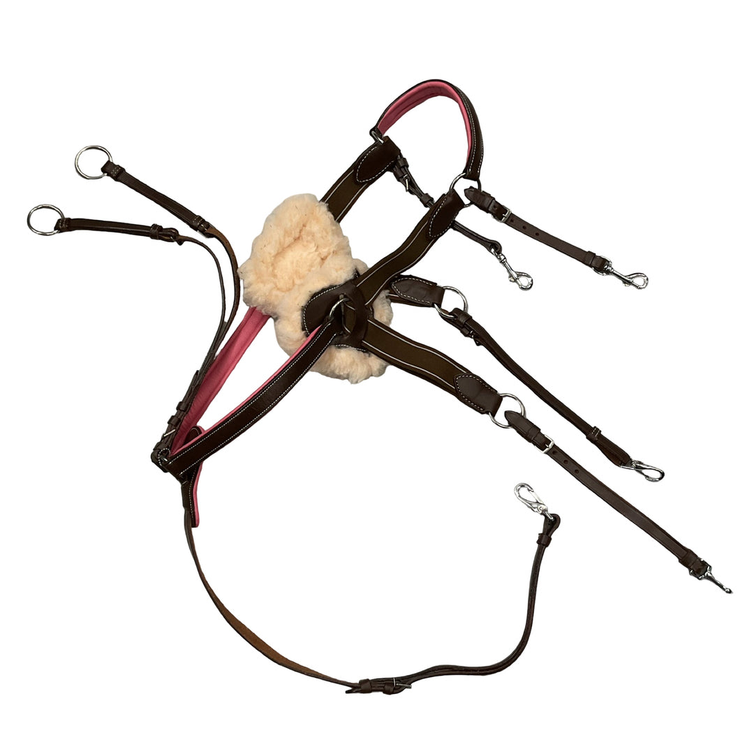 Cob 5 Point Padded Breastplate w/ Elastic & Running Martingale Brown/Pink Used