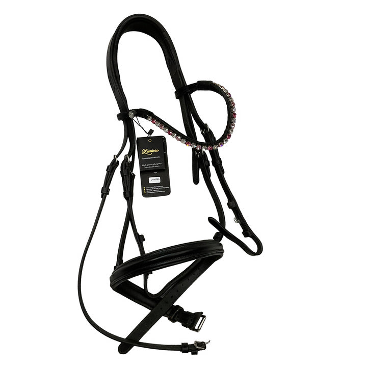 Lumiere Cob Padded Dressage Bridle w/ New Paloma Bling Brow Band Black Used
