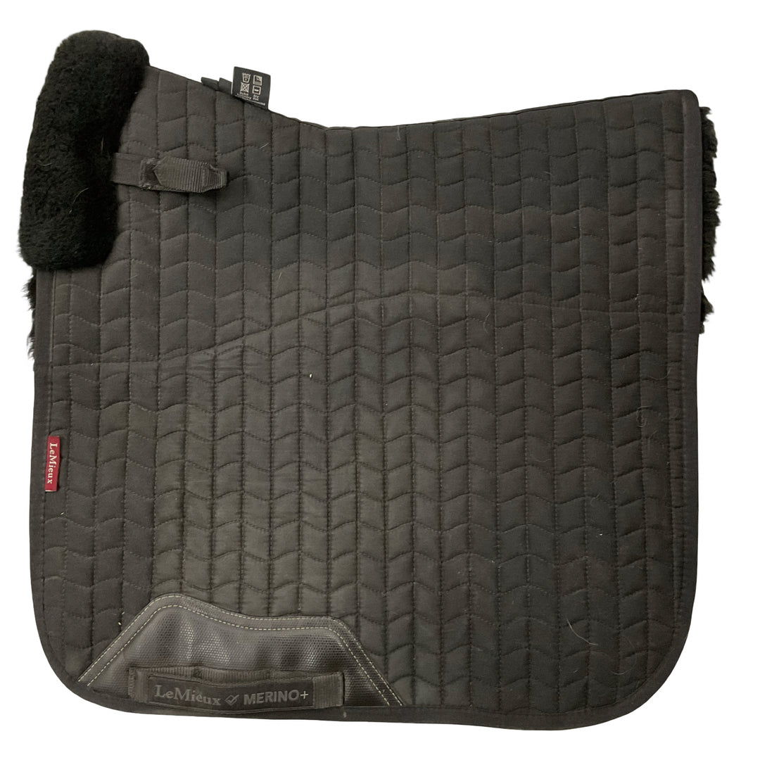 LeMieux Sm/Md Merino + Half Lined Square Dressage Saddle Pad Black/Black Used