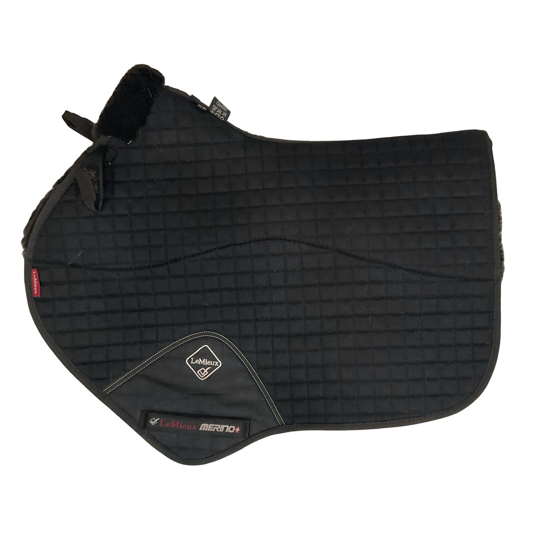 LeMieux Merino+ Half Lined Suede EuroJump Square Black/Black Saddle Pad Used
