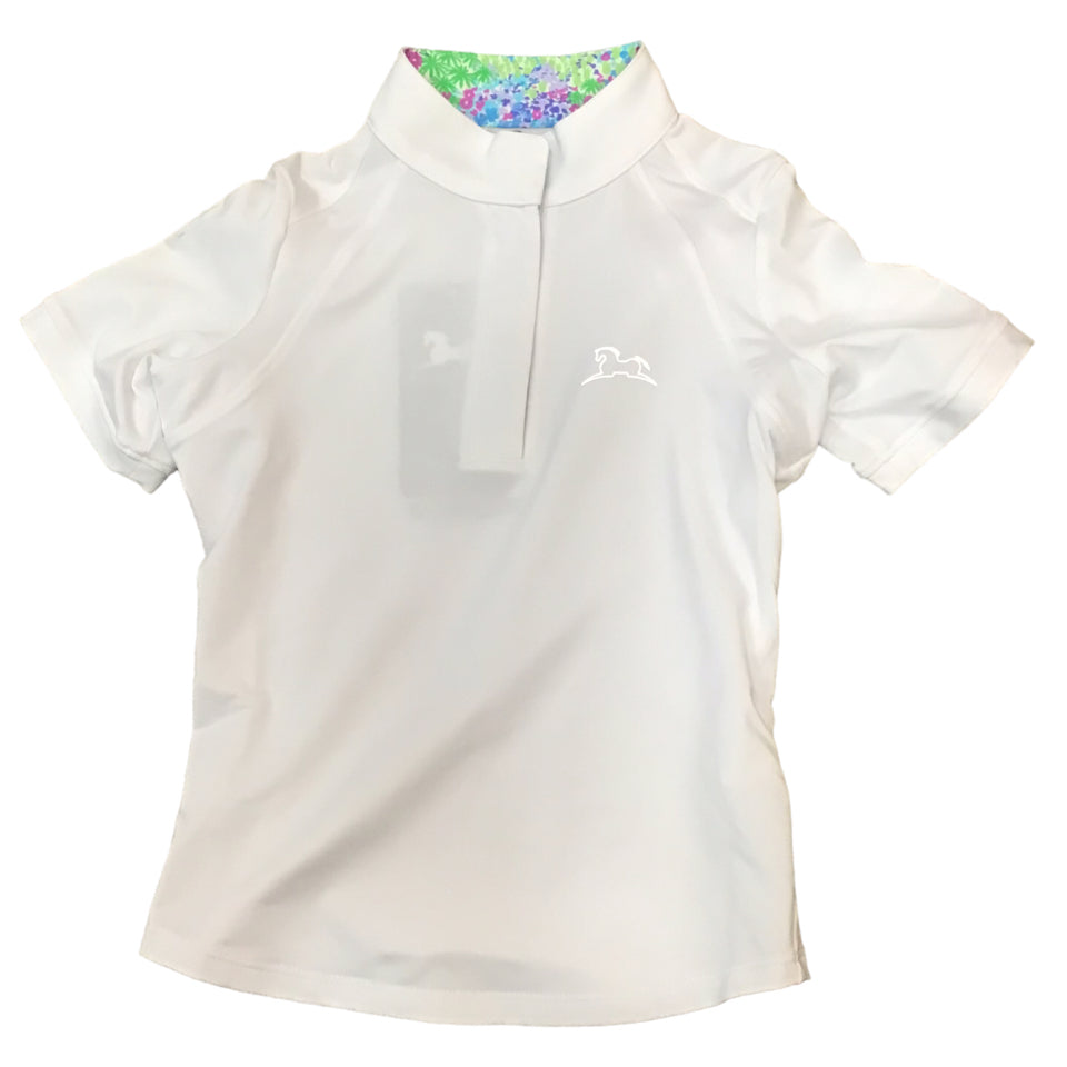 RJ Classic Kids Medium Floral Print Short Sleeve Sadie Jr 37.5 Show Shirt NEW -H