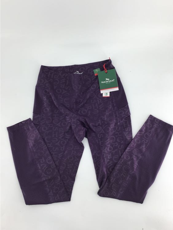 Horseware new ladies XL purple print schooling tights B