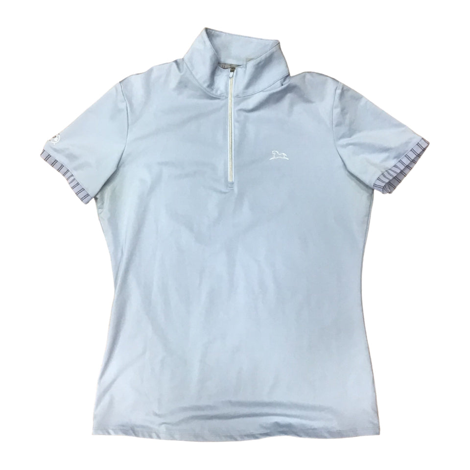RJ Classic Ladies Medium Blue Short Sleeve 1/4 Zip Training Shirt Used -H